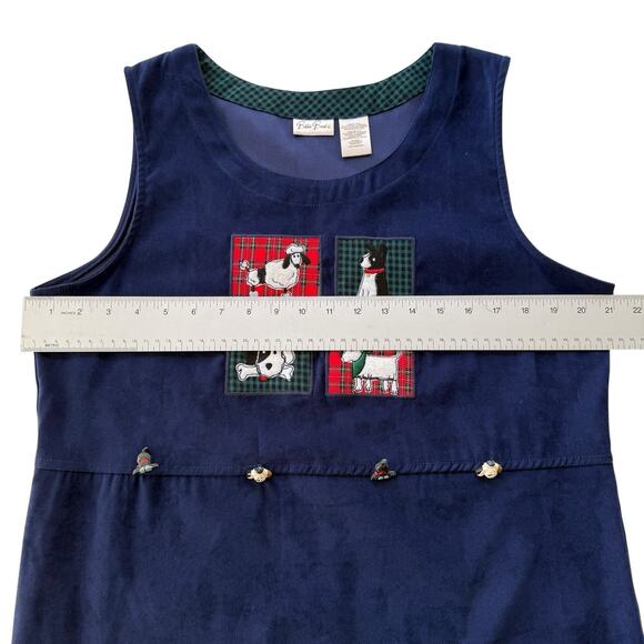 Vintage Bobbie Brooks Tank Dress Navy Dog Granny Cottage Y2K Women's M - Picture 9 of 12
